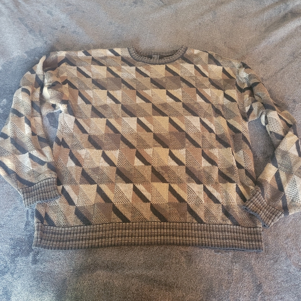 Men's Vintage 80's Geometric Patterned Sweater